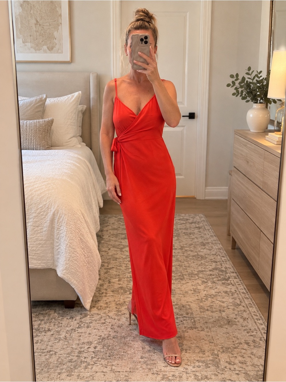 Show me your Mumu Red Wrap Maxi jumpsuit with Side Tie size S